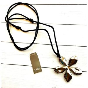 J. JILL  Black and Silver Flower Power Boho Hippie Whimsy Goth Necklace NWT